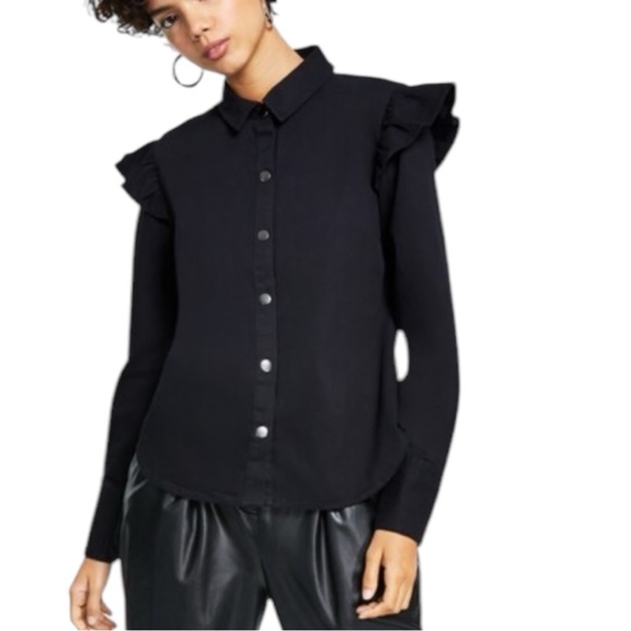 Bar III Ruffle Shoulder Blouse - Picture 8 of 8